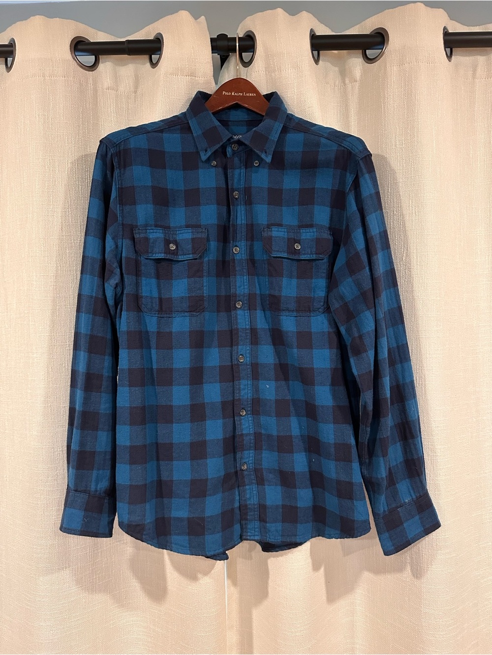 Faded Glory Blue Plaid Button-Down Men's Shirt